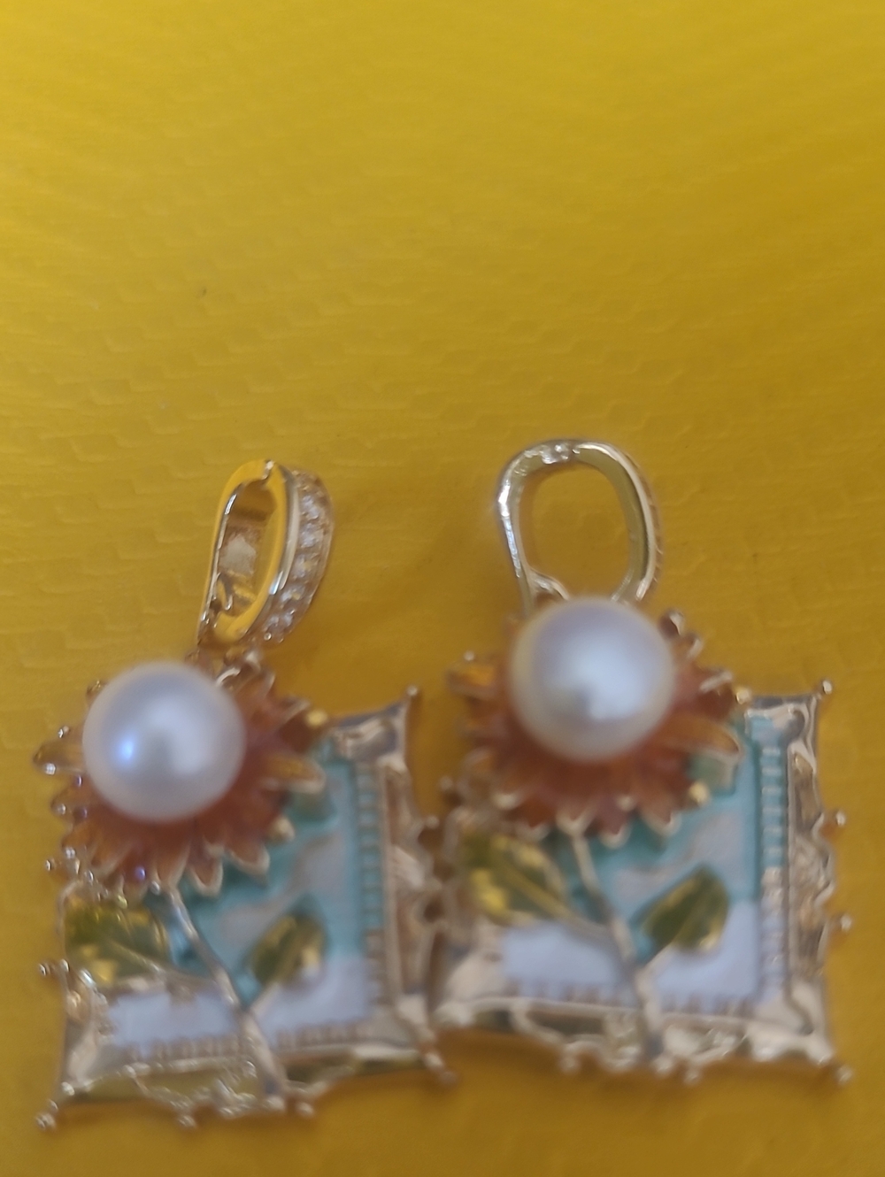 Gold Floral Pearl Drop Earrings - Unbranded